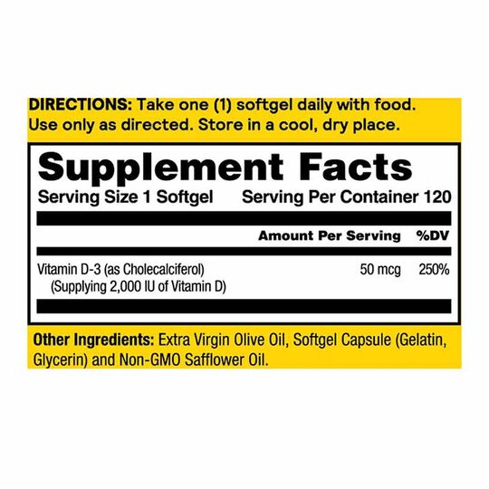 D-3 50 Mcg (2000 IU), NTL
